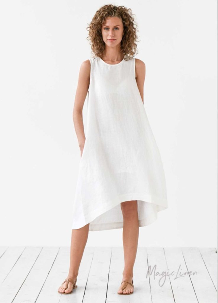 White Linen Maternity Dress
