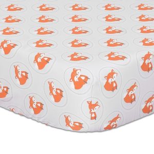 Grey & Orange Fox Crib Sheet  
by The Peanutshell