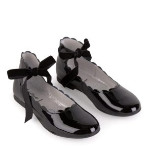 leather Black Toddler Dress Shoes For Girls