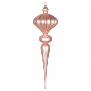 Rose Gold Matte Finial Ornament With Glitter 1pc 21" 