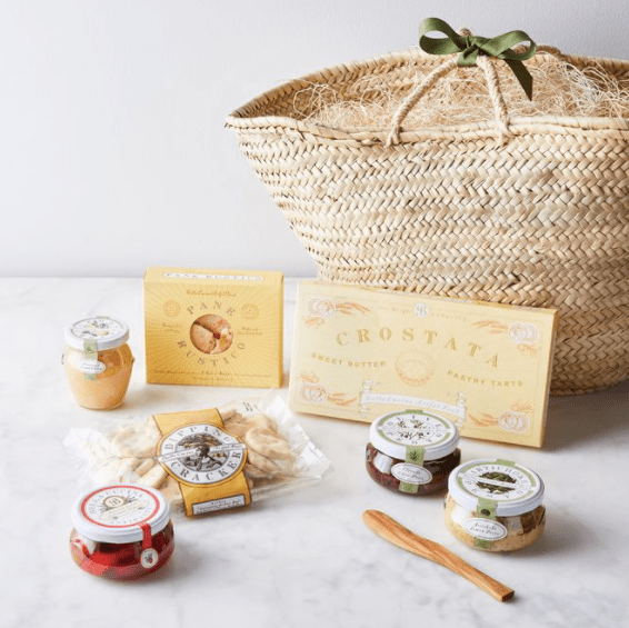 Italian Antipasti Basket Gift Set. Sophisticated international food. 