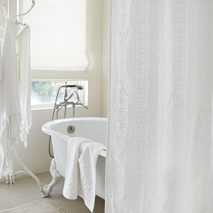 Embroidered Linen Shabby Chic Shower Curtains