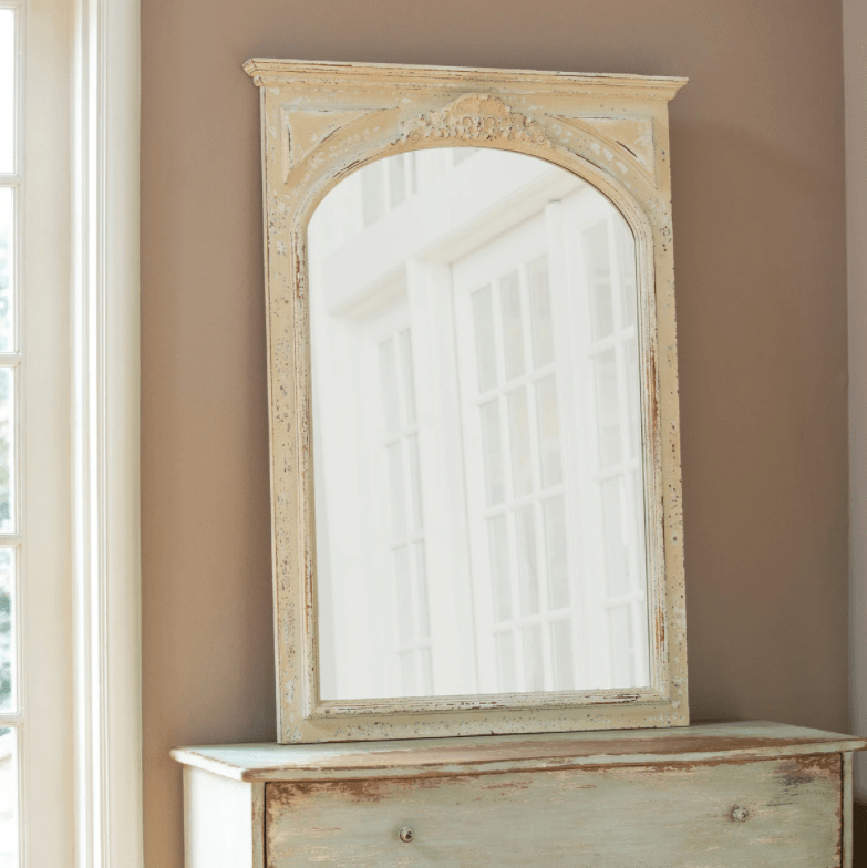 Delicately Carved Wood Antique shabby chic Mirror