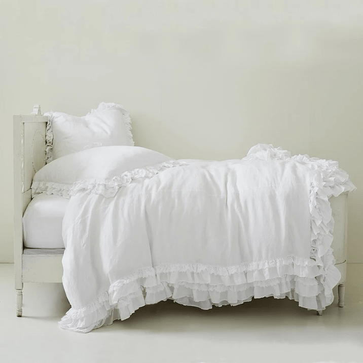 Cotton Ruffled White Bedding shabby chic