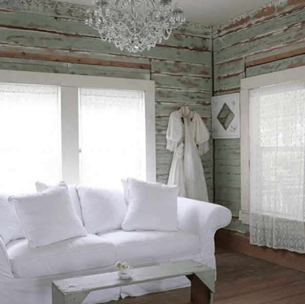 Romantic Shabby Chic Chandeliers & Chipped Coffee Table & Vintage Wall Decor...