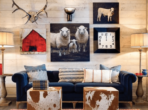 Farmhouse Wall Art: Red Barn,  Sheep Flock,  Cow Art Farmhouse decor