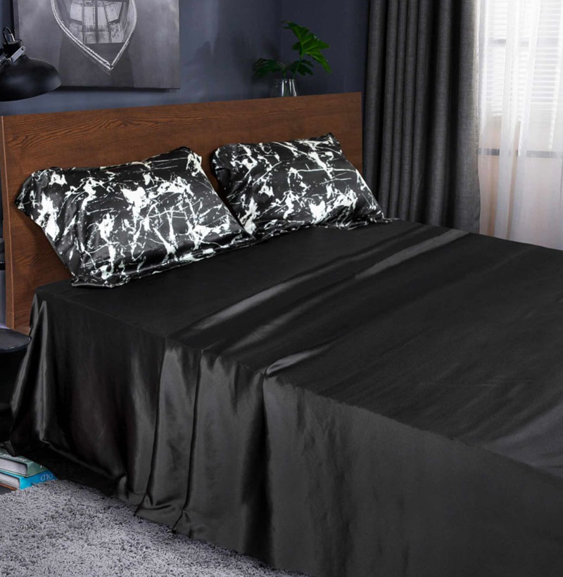 luxurious black marble silk sheets