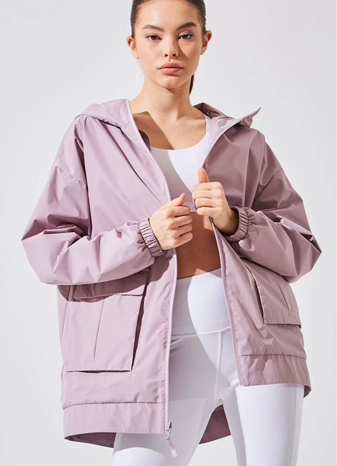 recycled polyester oversized pink jacket