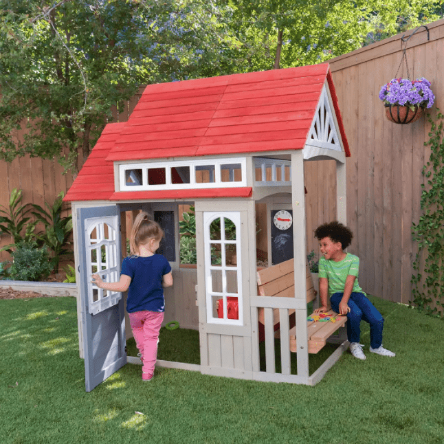 KidKraft Braewood Playhouse Cedar Summit_playhouse for girls_playhouse makeover_playhouse with kitchen_wood playhouse_outdoor playhouses