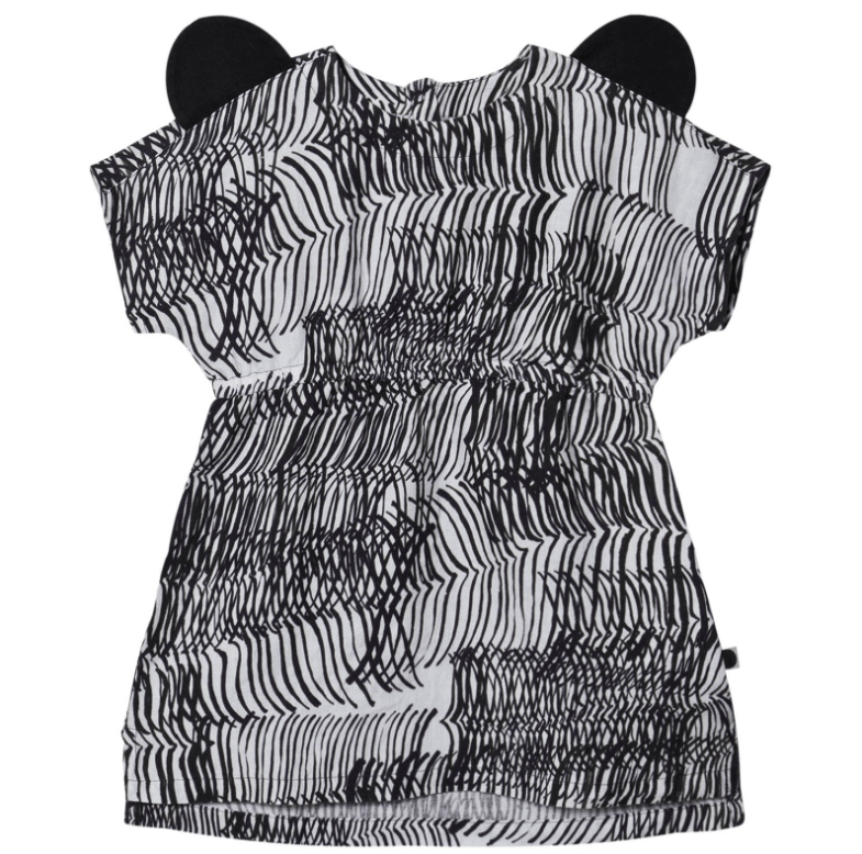 100% linen Papu Black and White Toddler Dress