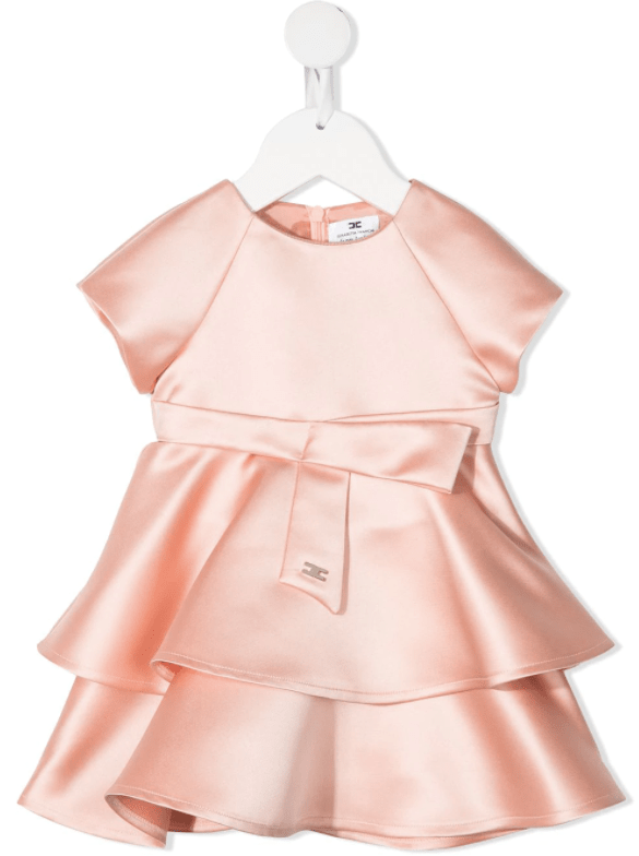 Metallic Sheen Peach Pink Party Dress for Baby Girl