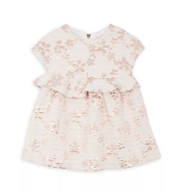 Pink Floral Jacquard Dress for Baby Girl