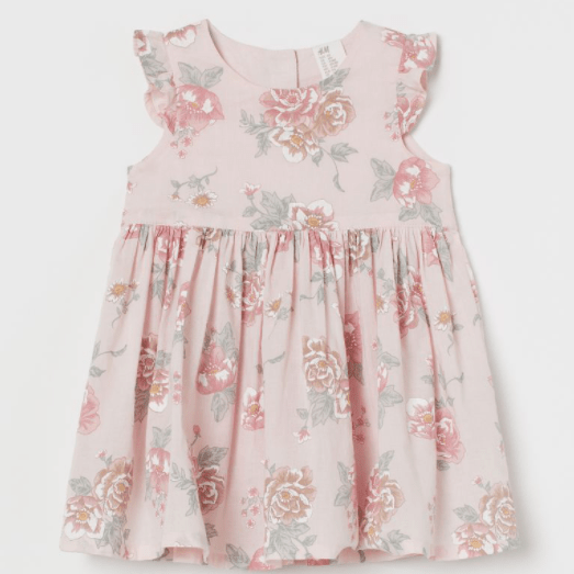 Pink Floral Cotton Dress for baby and toddler  H&M
