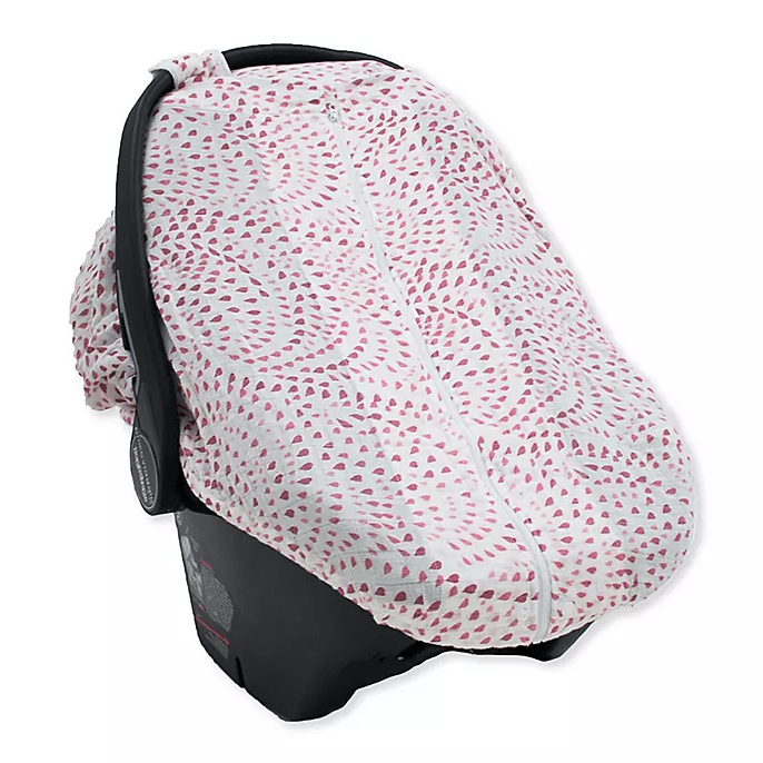 Bebe au Lait® Just Be Muslin Car Seat Cover in Rose Quartz infant car seat cover for baby girl