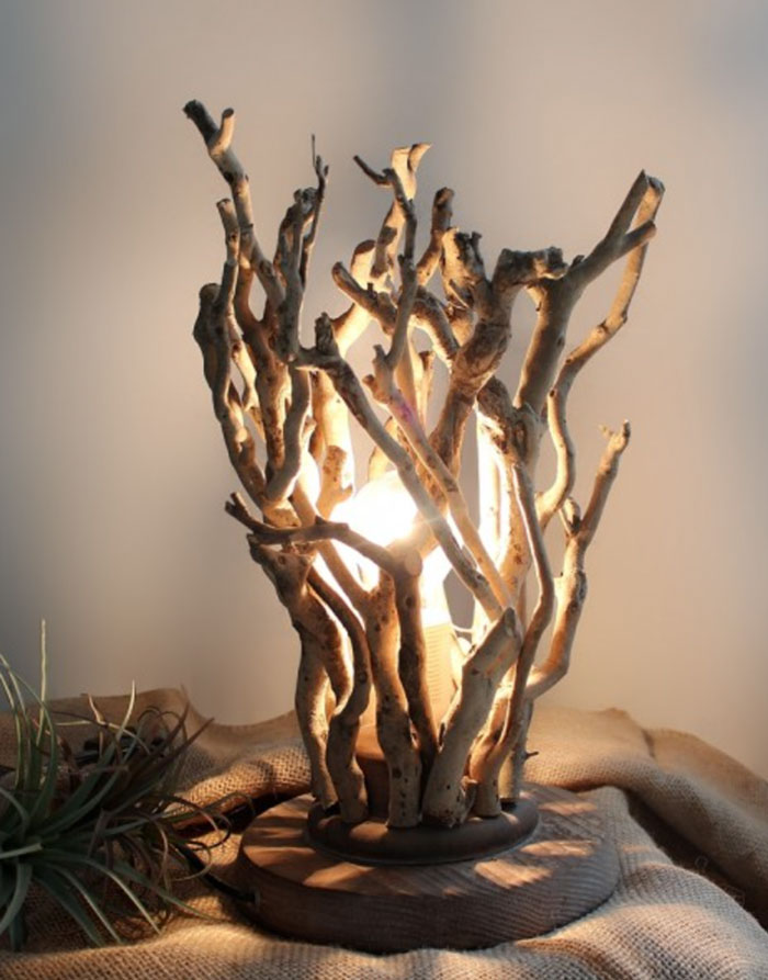 rustic handmade table lamp tree gift the mood guide