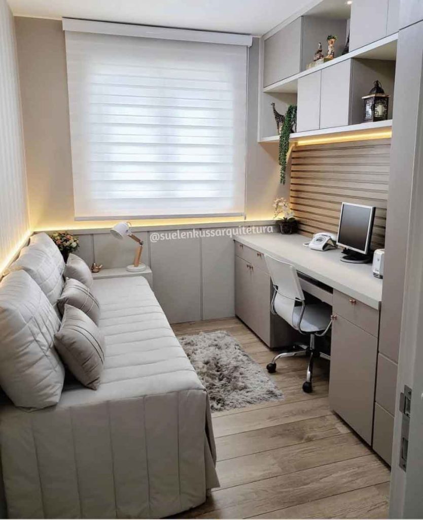 small modern home office for women with sofa