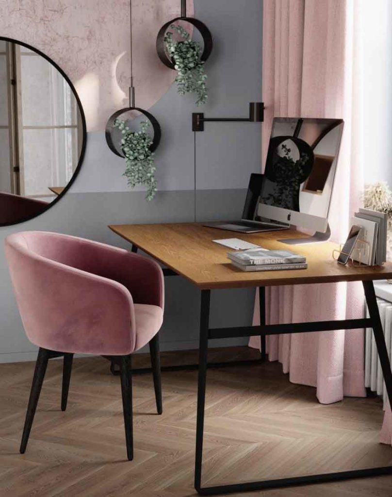 black pink modern home office design
