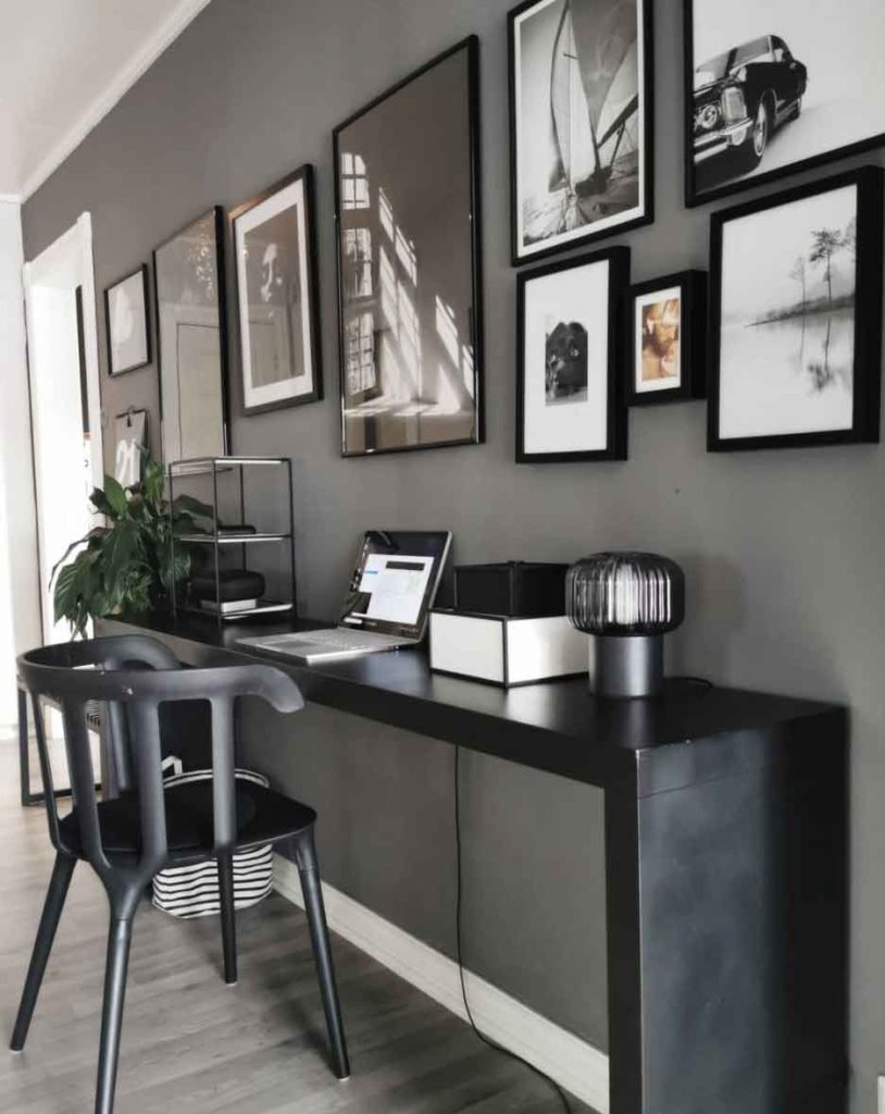 black modern home office
