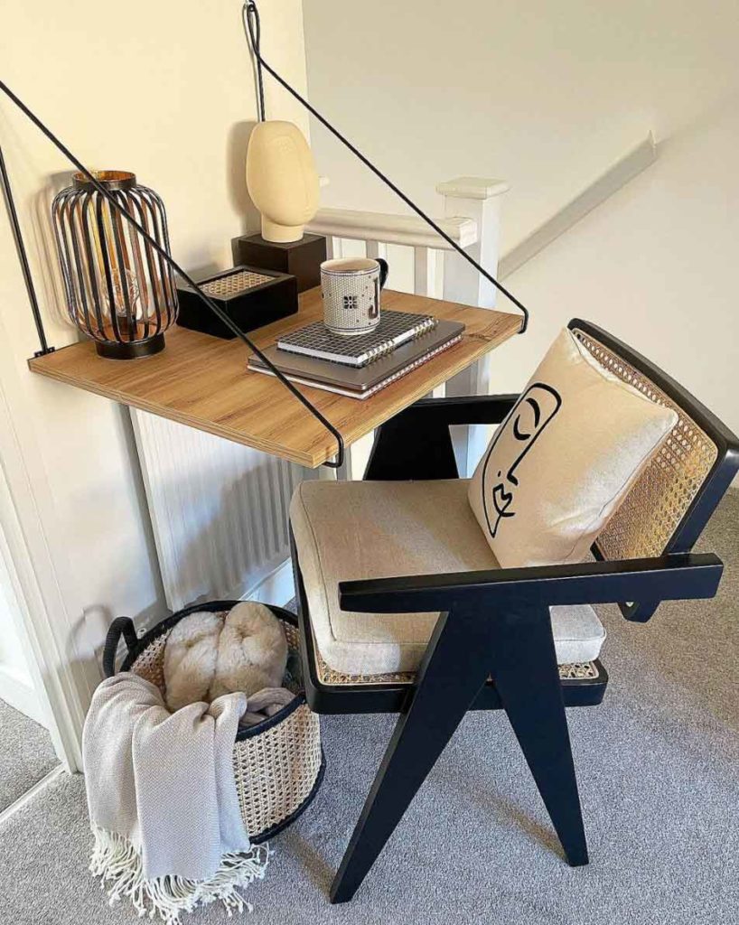 small modern home office built in table on a budget