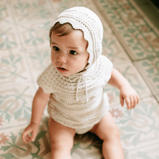 Made in Portugal Organic Romper and Bonnet vintage-feeling organic clothes for babies with sensitive skin organic cotton baby clothes