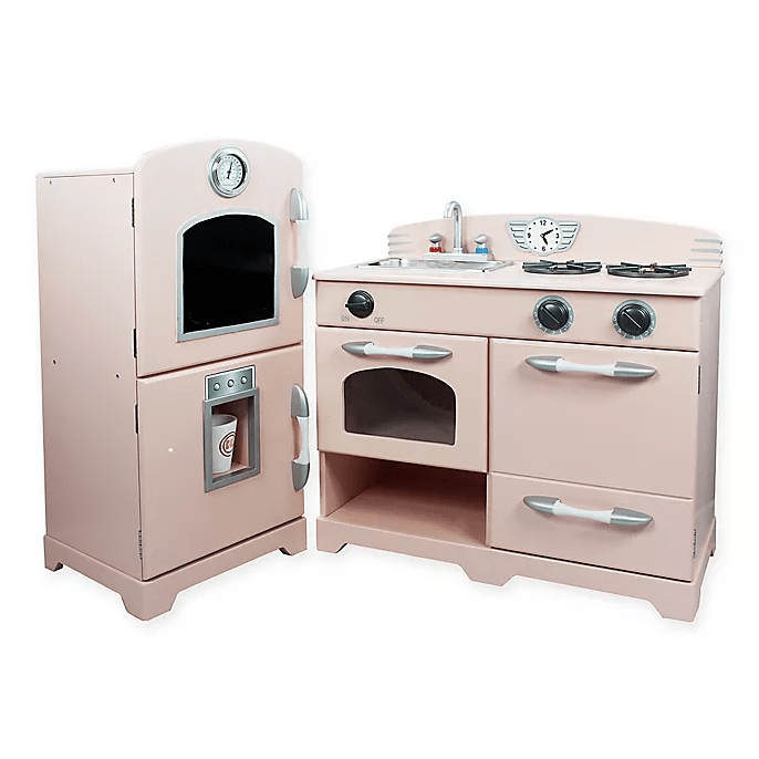 Teamson Kids  2-Piece Wooden Pink Play Kitchen for Kids