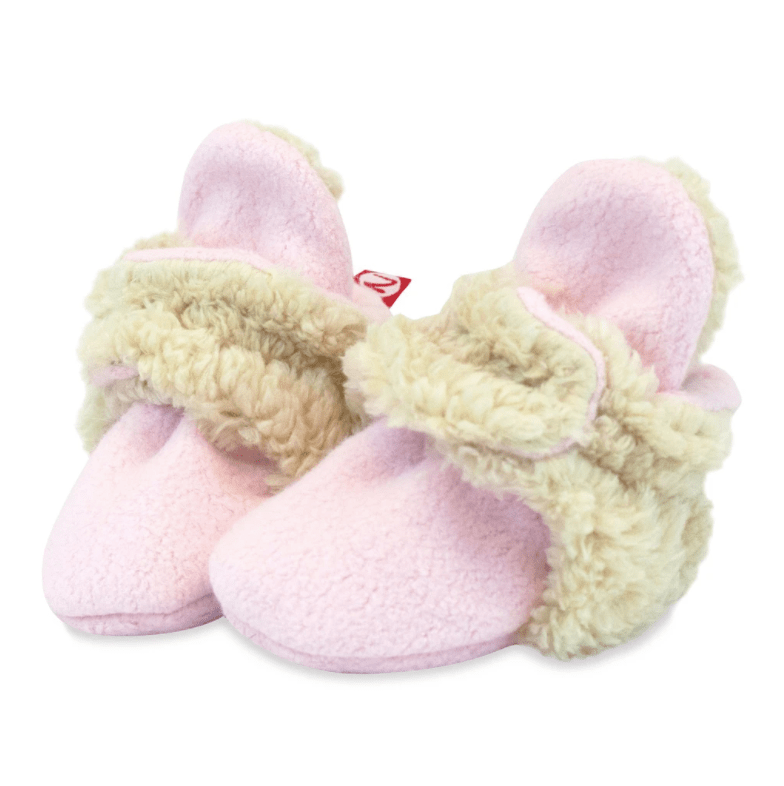 Zutano pink Furry Fleece Baby Booties for baby girl
