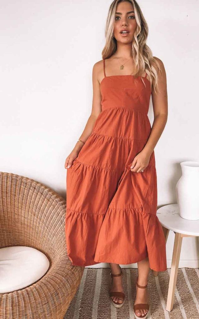 cute earthy color dress summer clothing