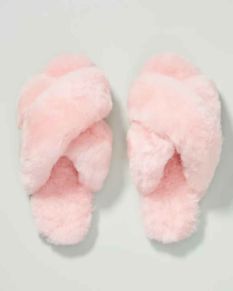 blush pink aesthetic fluffy slippers