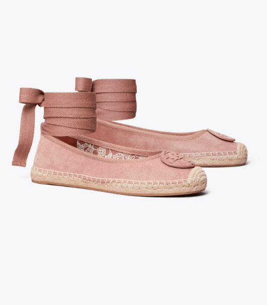 Tory Burch Minnie Ankle Strap Ballet Flat Espadrille In Mauve cute summer shoes