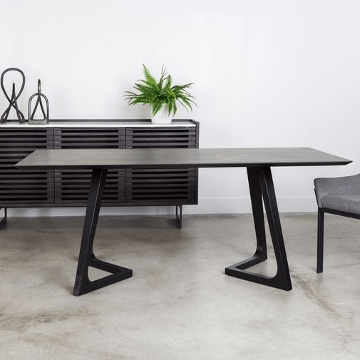 rectangular wood dining table in black