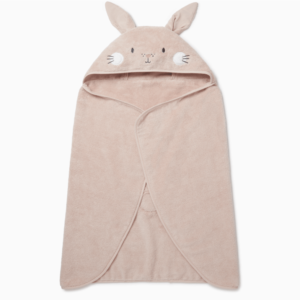 organic blush animal hooded towel for baby girl mori