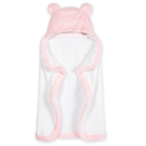 white and pink bear animal baby hooded towel for baby girl