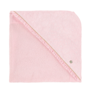 luxurious French pink hooded towel for baby girl