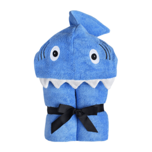 blue shark animal hooded towel for baby with 3D teeth