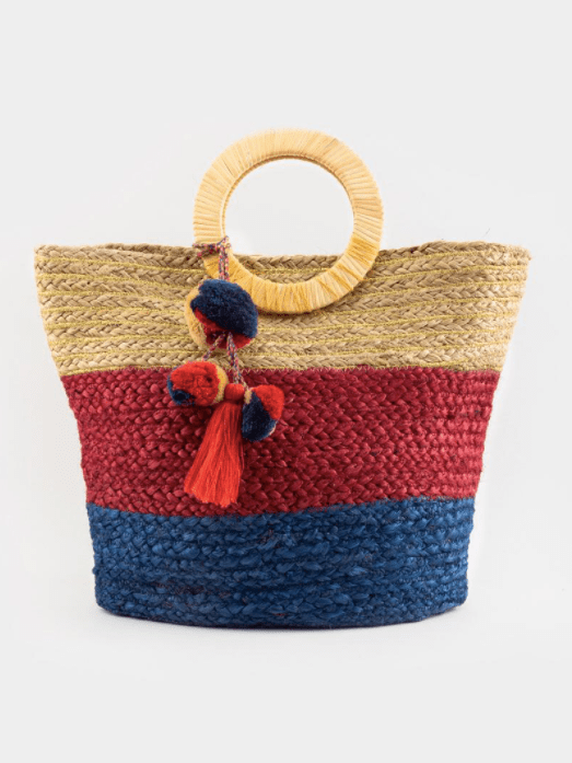 Red & Blue Straw Hand Tote 4th of july outfits