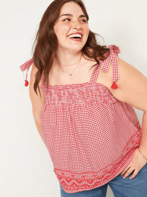 Cute Red Tops To Wear With Jeans Plus Size Red Gingham Top cute 4th of july outfites