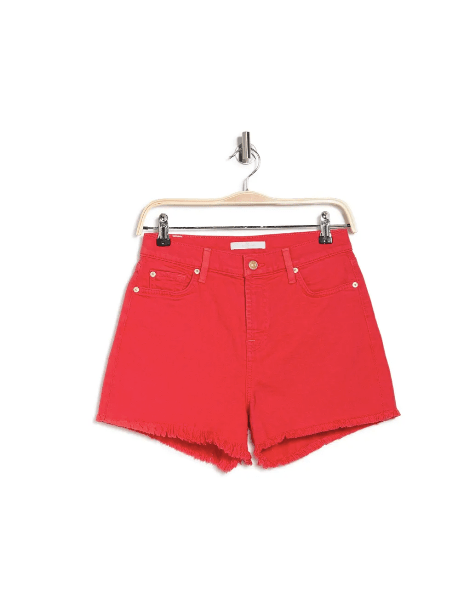 7 For All Mankind Red High Rise Shorts 
