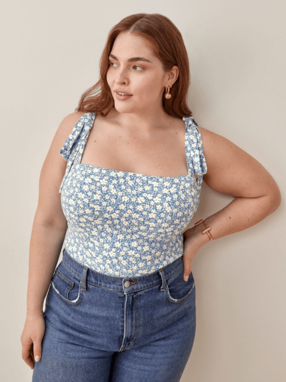 Slim Fit Floral Plus Size Top cute plus size outfits with top for 4th of july 
