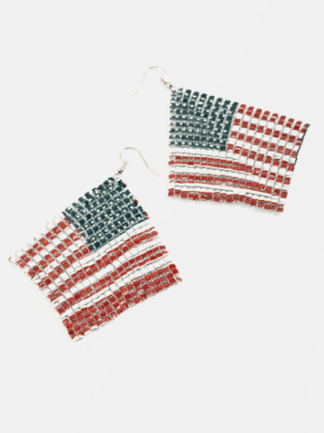 American Flag Mesh Earrings cute 4th of july outfits