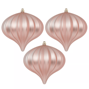 Rose Gold Matte Onion Drop Ornament 3ct 5.7" 