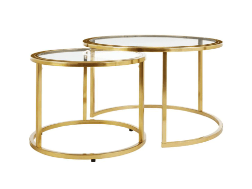 Round Glass Gold Coffee Tables Nesting Set, at Home Depot