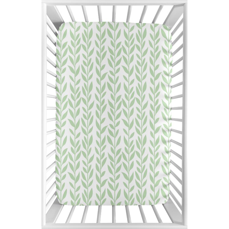 Green Leaf Vine Fitted Crib Sheet, Sweet Jojo Designs