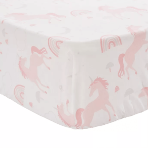 Pink Rainbow & Unicorns Crib Sheet, 
Levtex Baby