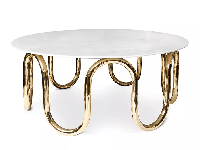 Gold Coffee Table With Carrara Marble Top, by Jonathan Adler at Bloomingdale's