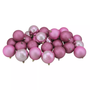 Shatterproof Pink Christmas Ball Ornaments 32ct | 3.25"
