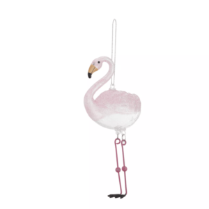 Glass Flamingo with Pink Glitter christmas Ornament
