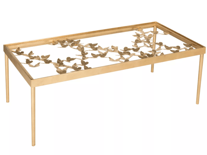 Antique Gold Leaf Glass Coffee Table With Butterflies, at Target