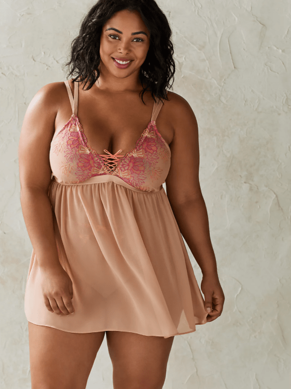 Cute Babydoll plus size embroidered mesh torrid