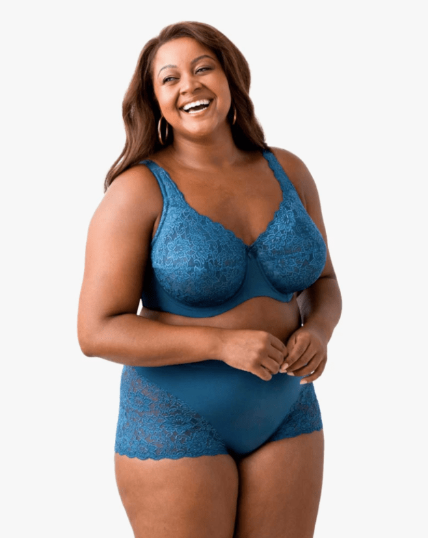Blue Full Cup Lace Underwire Bra for Plus Size Women, Elila