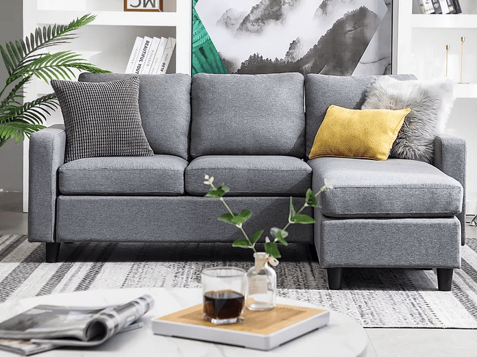 Grey 78.5" Reversible Sectional Sofa W/ Chaise